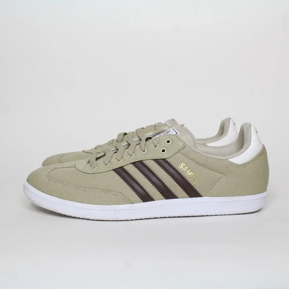 adidas Samba Beige with Dark Brown Stripes Athletic Shoes